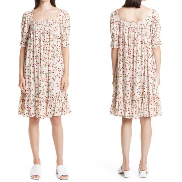 byTiMO Babydoll Dress Strawberry Print Cottagecore - Picture 8 of 8